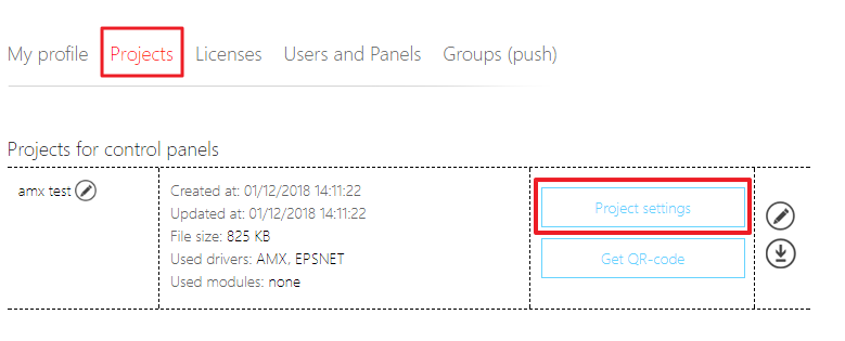 AMX Settings for Project