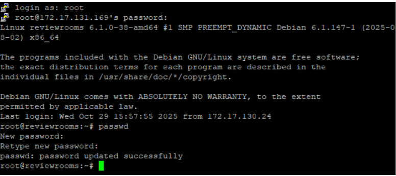 SSH успешная смена пароля