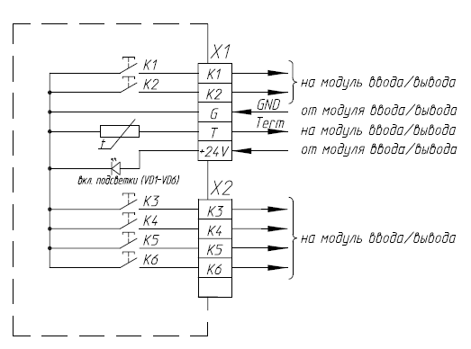 Схема принципиальная электрическая сценарного выключателя